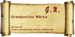 Greskovits Márta névjegykártya