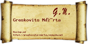 Greskovits Márta névjegykártya