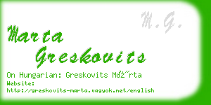 marta greskovits business card